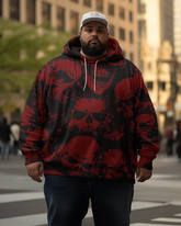 Sweat à capuche grande taille pour homme avec tête de mort rouge